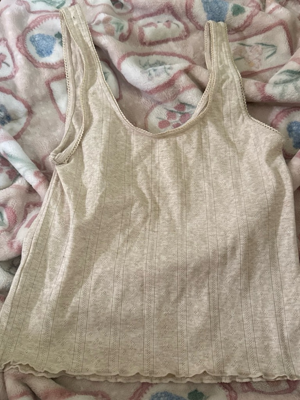 American Eagle Outfitters Cream Ribbed Knit Tank Top